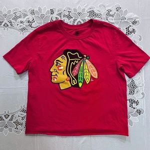 Youth child XL Adult XS Chicago Blackhawks “Kane” raw hemmed crop top